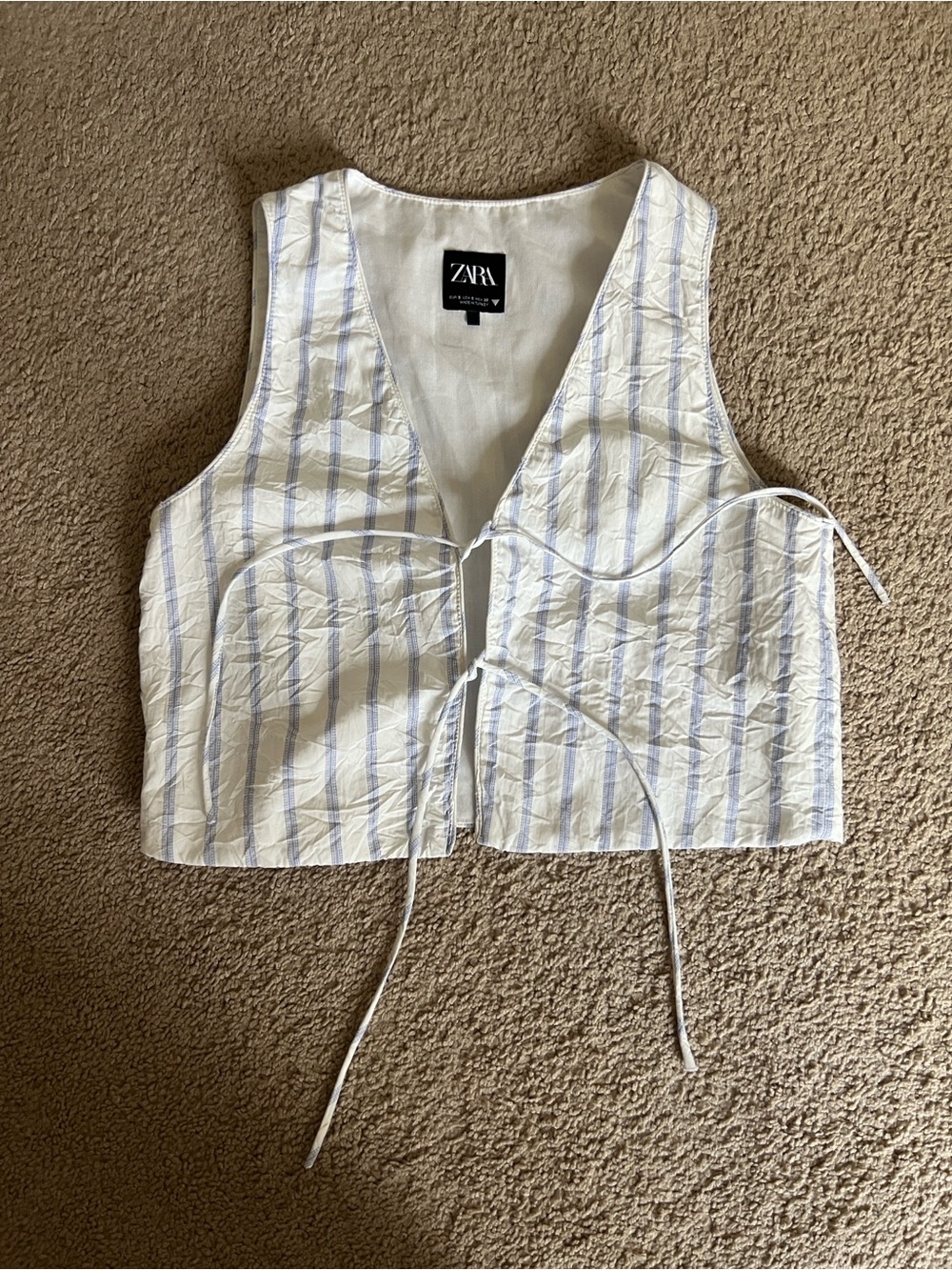 ZARA Striped Lace-Up Crop Top